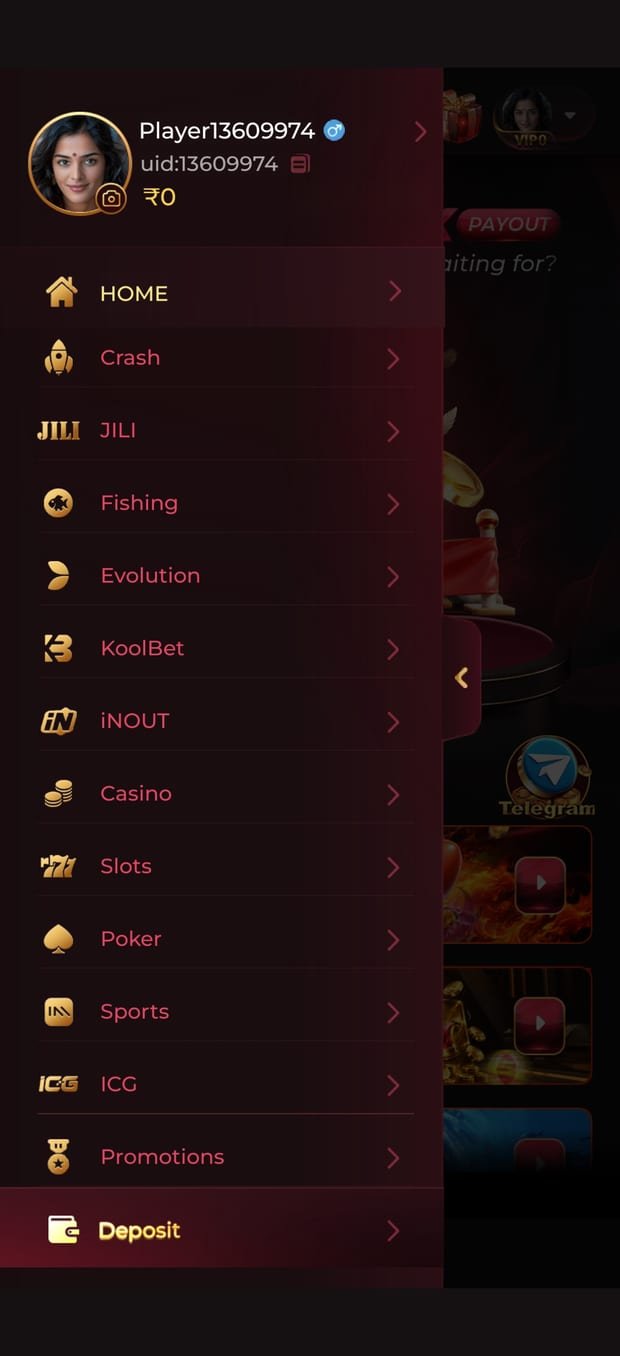 The category menu of the bonu7 game app, listing Crash, JILI, Fishing, Casino, Slots, Poker and Sports